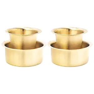 Kreetha Traditional Brushed Brass Matte Finish Coffee Cup and Tumbler Dabara Set, Kumbakonam Pair South Indian Coffee Dabara Set Serving Drinkware Brass Coffee Set For Classic Filter Coffee (Set of 2)