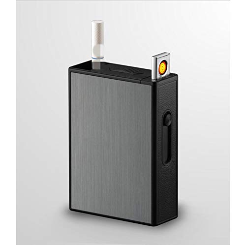 Preisvergleich Produktbild EEKUY Zigarettenanzünder für Männer USB-Zigarettenanzünder, wiederaufladbare flammenlose tragbare Winddichte Feuerzeug-Geschenkbox (20 Zigaretten)