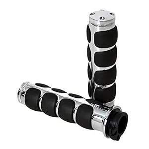 Supremechoice Bike Handle Grip Cover A1 Quality Stylish And Confort Rubber Handle Bar/Handlebar Grip Set of 2 PCs Chrome Black For Royal Enfield Bullet Electra Twin Spark