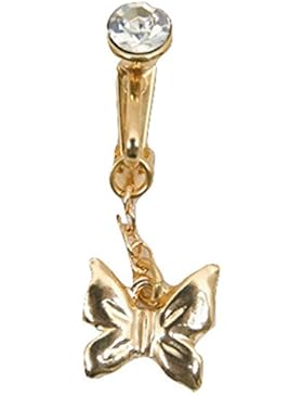 Bauchnabelschmuck BN10 mit einem Schmetterling ohne Piercing zum Anclipsen echt vergoldet