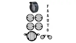 Faauto Premium Made 8 Pcs (Plastic) Cap Grill with Complete Protective Set for for Royal Enfield Classic Gunmetal Grey