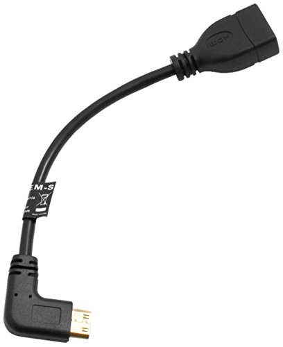 SYSTEM-S Mini HDMI Stecker 90° Grad Links Gewinkelt auf Standard HDMI Buchse Eingang Kabel 16 cm