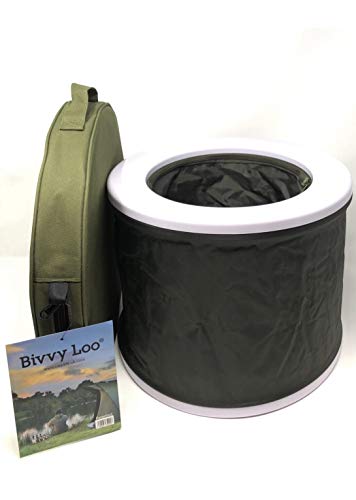 Bivvy Loo Inodoro portátil Verde con Gorra - Inodoro para Festivales - Inodoro para Pesca - Inodoros para Acampar al Aire Libre - Inodoros portátiles - Loo Camping - Plegable - Soporta más de 150 kg