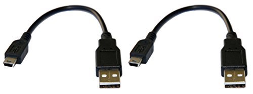 valonic 16,5cm ultra kurzes Mini USB Kabel, 2 Stück, Datenkabel und Ladekabel, Kontakte innen vergoldet, USB A to Mini, sehr kurz, schwarz, 30 AWG - 2