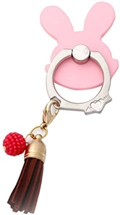 Aokbi Cute Rabbit Shape Tassel Pendent Phone Ring 360 Degree Rotating Ring Grip Anti Drop Finger Holder for iPhone iPad and All Cellphone (Pink)
