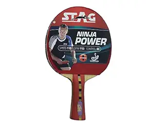 STAG ITTF Approved Rubber Advanced Ninja Power Table Tennis Racquet (180 Grams, Multicolour) Material: Wood