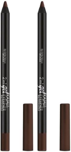 Deborah Milano - Matita Occhi 2 in 1 Kajal e Eyeliner Waterproof, 05 Brown, a Lunga Durata, Tratto Ultra-pigmentato e Cremoso, Dona uno Sguardo Intenso e Definito, 1.4 gr (Confezione da 2)