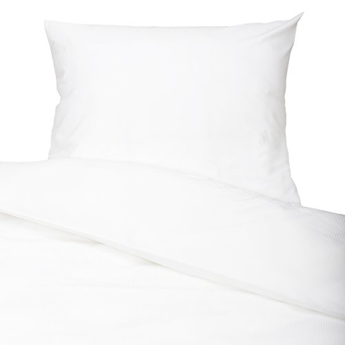 ZOLLNER® Bettwäsche / Garnitur mit Streifen aus hochwertigem Baumwollsatin (80x80 cm + 140x200 cm), in Hotelqualität, Serie "Prestige S3"