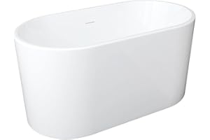 Vente-unique - Vasca da bagno freestanding ovale 180 L 130 x 71 x 58 cm Bianco Acrilico - APOGON