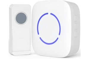 SURNICE Sonnette sans Fil, IP55 Exterieur Étanche, Waterproof Mini Doorbell Kit 300 Meters Range, 36 Melodies at 4 Levels Volumes, 3 Notification Modes, 98451+90062-W