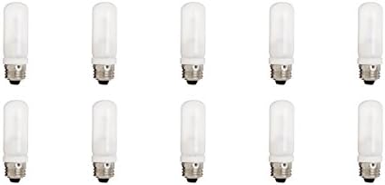 E27 Edison Screw Base JDD Type 240V Tubular Halogen Light Bulb Lamp 240 Volt for Household, Fixture, Ceiling, Bathroom, Kitchen & Office Lightings, Frosted Tube Warm White, 150 Watts (Pack of 10)