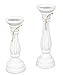 Produktbild levandeo 2er Set Kerzenhalter 28cm und 32cm Holz Shabby Chic Kerzenständer Vintage Weiß Tischdeko