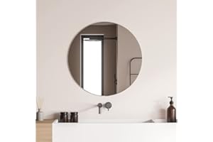 foxydry Specchio tondo da parete, specchio rotondo per bagno, specchiera da parete senza cornice (60 cm)