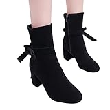 ◑‿◑ JUSTSELL Stiefel Tamaris,Damen Frauen Einfarbig Stiefel Tamaris Rauleder-Optik Schuhe Seite Reißverschluss Stiefel Bogenknoten Stiefel Temperament Stiefel Tamaris