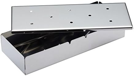 Smoking Box - for barbeques - vented lid - use with wood chips 22.5 x 9 x 4cm (Pack of 2)