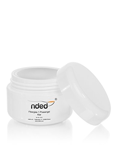 NDED Fiberglas 3-in-1 Phasen-Gel - Professionelles Fiberglasgel - All-in-One-Gel - UV Glanz-Gel, Klar, mittelviskos, NDED 15 ml, UV geeignet, säurefrei