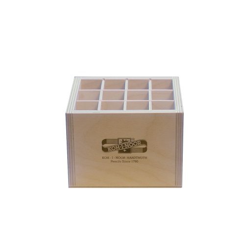 Holzbox QUADRATISCH für Stifte Pinsel Druckbleistifte, etc.. Koh-I-Noor Stiftebox Aufbewahrungsbox Pinselbox Stifteköcher