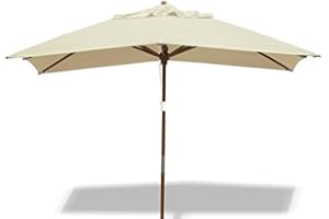 Jati Umbra 3m x 2m Rectangular Garden Parasol with Cover (Natural) - Oblong | Double-Pulley | 2-Part Pole