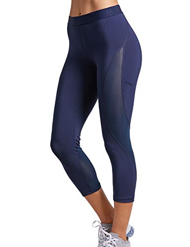 SYROKAN - Pantalones Mallas Deportivas Fitness Para Mujer (corte de 3/4) Azul marino S(38)