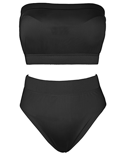 ISASSY Damen Bikini Set Sexy Strand Badeanzug hohe Taille Bademode Bandeau - 2