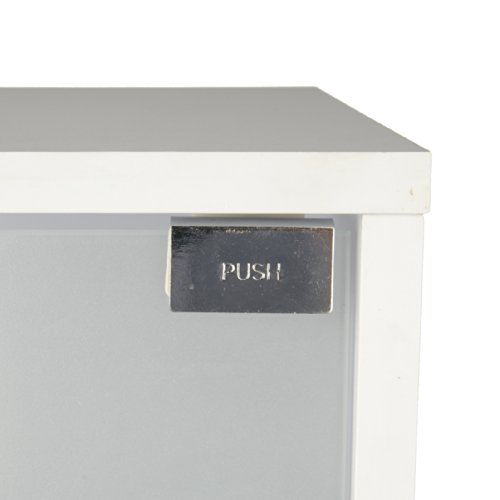 Waschtischunterschrank mit Glastür Holz weiß 30 x 40 x 56 cm | Aussparung für Siphon | verstellbarer Einlegeboden | Tip-on-Automatik - 5