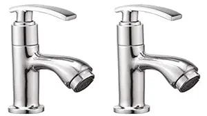 Drizzle Pillar Cock Soft Brass Chrome Plated/Wash Basin Tap/Bathroom Tap/Quarter Turn Tap/Foam Flow Tap - Set of 2