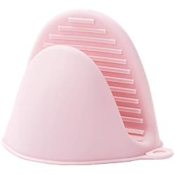AOTUOTECH 1 Paire de Cuisine en Silicone Gant de Four à Micro-Ondes isolé résistant à la Chaleur Ustensiles de Cuisson, Silicone, Rose, 9.5 * 8.3cm