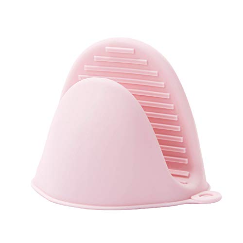 AOTUOTECH 1 Paire de Cuisine en Silicone Gant de Four à Micro-Ondes isolé résistant à la Chaleur Ustensiles de Cuisson, Silicone, Rose, 9.5 * 8.3cm