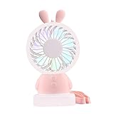 ChuanHan Mini Ventilateur de Poche D'Été, Ventilateur de Refroidissement de Bureau Portable Personnel Rechargeable à Piles USB, 2 Vitesses Réglables avec Éclairage LED