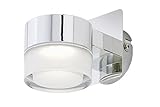Moderne LED Spiegelleuchte im elegant glänzendem chrom Finish gefertigt aus Metall.