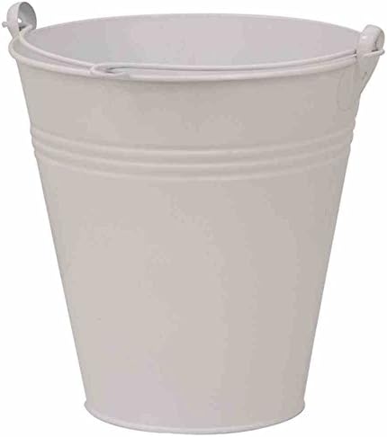 Siena Garden 732858 Zinc Bucket 10 Litres White with Wooden Handle