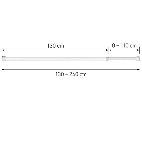 Tatkraft 4742943014107 Duschvorhang, Stahl im plast, weiß, 240 x 2.5 x 2.5 cm - 2