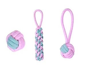 The DDS Store Dog Rope Toys for Aggressive Chewers Tough Rope Chew Toys for Large and Small Medium Dog 3 Pcs Combo Pack Indestructible Cotton Rope Toy Teeth Cleaning (Color May Vary)