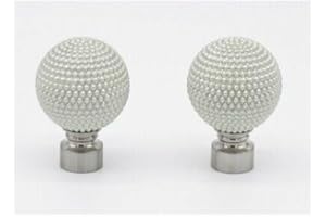 THE POLES & BLINDS OUTLET 19mm Diameter Curtain Pole Finials Ends - Studded Ball Design - Silver - Pack of 2