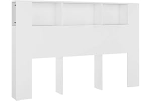 vidaXL Mueble Cabecero Armario de Cama con Almacenaje Pared Dormitorio Estantería Habitación Libros Decoraciones Blanco 160x18,5x104,5 cm