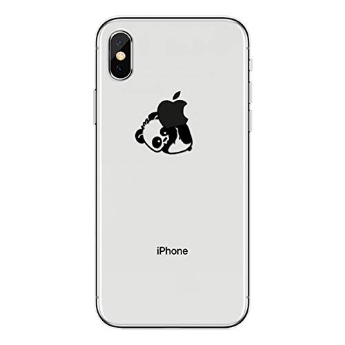 Preisvergleich Produktbild Homikon Silikon Hülle Karikatur Panda TPU Tasche Handyhülle Transparente Durchsichtig Kirstall Clear Schutzhülle Stoßdämpfend Soft Case Cover Kompatibel mit iPhone X - Kopf auf den Apfel