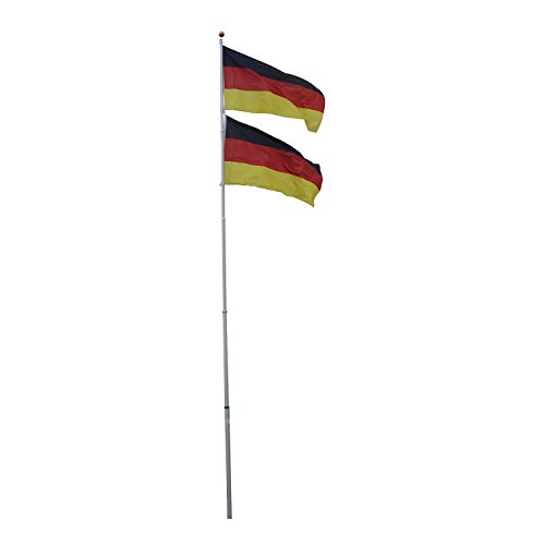 Outsunny® Alu Fahnenmast Flaggenmast Deutschlandfahne Staatsflagge Nationalflagge Fahne L150 x W90cm 6,5/4/2m mit/ohne Mast (L150 x W90cm/ 6,5m) - 2