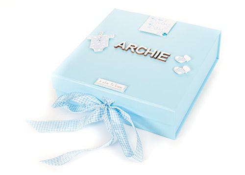 Personalised Baby Boy's Birth Keepsake Memory Trinket Box BLUE