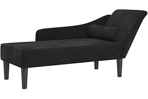 VIDAXL Chaise longue avec coussins noir velours