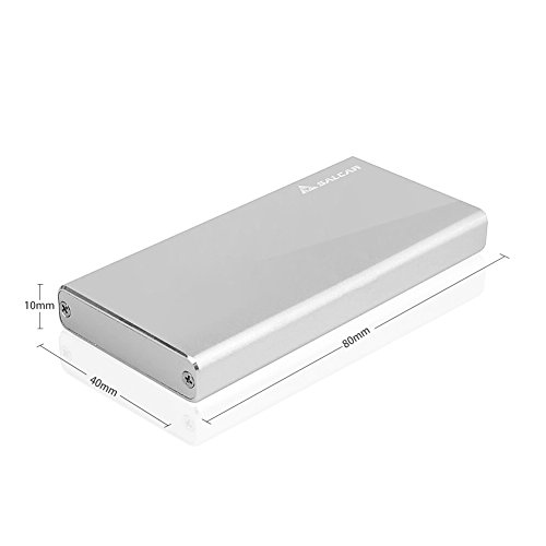 Salcar mSATA Aluminium Festplattengehäuse mit USB 3.0 Datenkabel für M50 mSATA SSD Silber - 3
