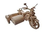 NO:09 Motorrad mit Beiwagen Holzbausatz 3D Holz Puzzle Holzpuzzle Modellbau Holzmodellbau NEU