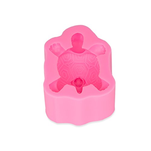 Silikonform im Schildkrötendesign mit kleinem Frosch, Herstellung von 3D-Seife, Kerze, Muffin, Kuchen, Gipsform, Wackelpudding, Mouse, Candle, Soap, Docht, und Eiswürfel, Deko, Gelee, Farbe: Rosa