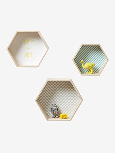 VERTBAUDET Lot de 3 étagères hexagones Enfant Bois/Multicolore TU