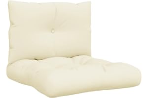 vidaXL Cojines para Sofás de Palés 2 Piezas Casa Hogar Sillas Asientos Salón Comedor Terraza Exterior Muebles Mobiliario Tela Crema