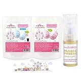 como preparar algodon de azucar con maquina ScrapCooking Preparación Algodón de azúcar azul y rosa + Polvo alimentario dorado