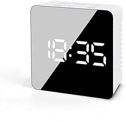 FiBiSonic Led Digital Alarm Clock with Snooze/Temperature Travel clock Night Light Mirror Small Home Decor Clock Cube