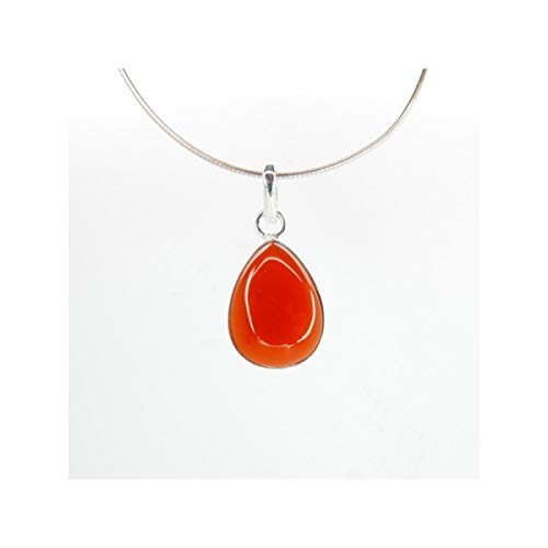 Colgante en Plata de Ley Cornalina en forma de Lagrima Minerales y Cristales Para Curación, Belleza Energética, Meditacion, Medicina Alternativa, Amuletos Espirituales