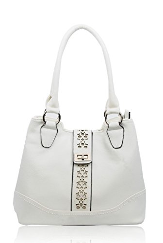 LeahWard Medium/Large Shoulder Bags For Women Quality Tote Bag Two Compartments Handbags For School Holiday CW14129 (Medium White)