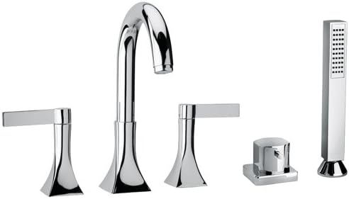 Jewel Faucets Two Blade Handle Roman Tub Faucet and Hand Shower (Chrome)