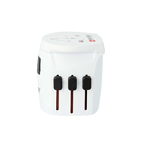 SKROSS PRO Light – World: 3-Pol-Reiseadapter mit patentiertem Länderschiebersystem für Reisen von und in über 200 Länder (USA, UK, Australien, China, …) - 3